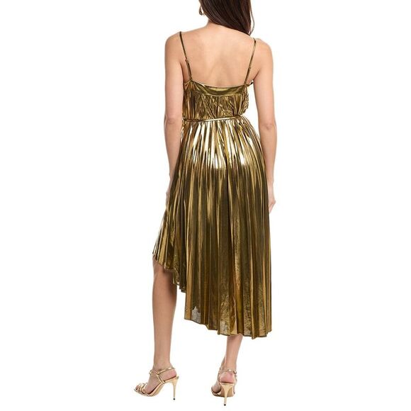 Milly Womens  Irene Solid Metallic Dress, Gold - Picture 2 of 3